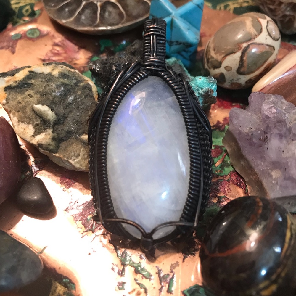 moonstone wire wrapped pendant